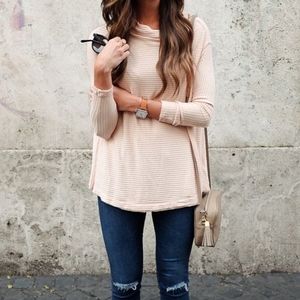 We the Free Lover Ribbed Split Back Knit Sweater Pullover Free People